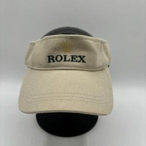 ROLEX Watch Visor Hat Iconic Gold Crown Logo Golf Visor Tan Beige